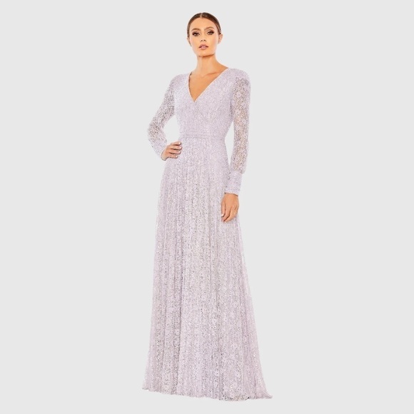 Mac Duggal Dresses & Skirts - Mac Duggal 93679 NWT Beaded Lace Long Sleeve Wrap Over Gown